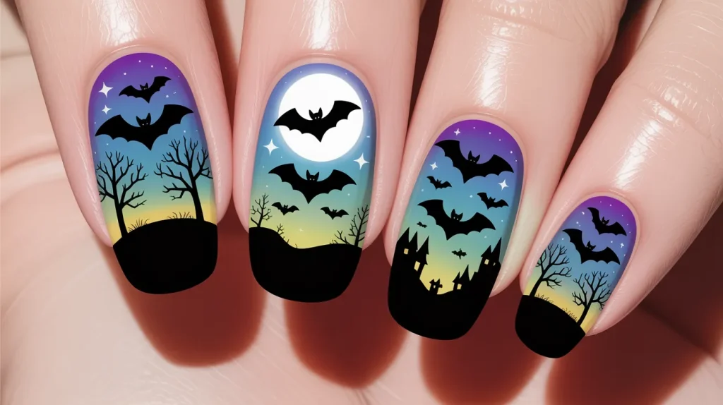 bat silhouettes nails tiny flying bats a lc6E1gfyTfGdSyBWNALKFA BP9ppdslTCeNFKBNBljS A