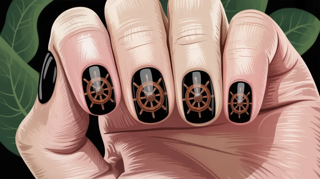 ship wheel art nails brown and black det ldcUNsLZQvq8oqHO zXosA 7LWE6Hg4RyamnlxWxlppWw