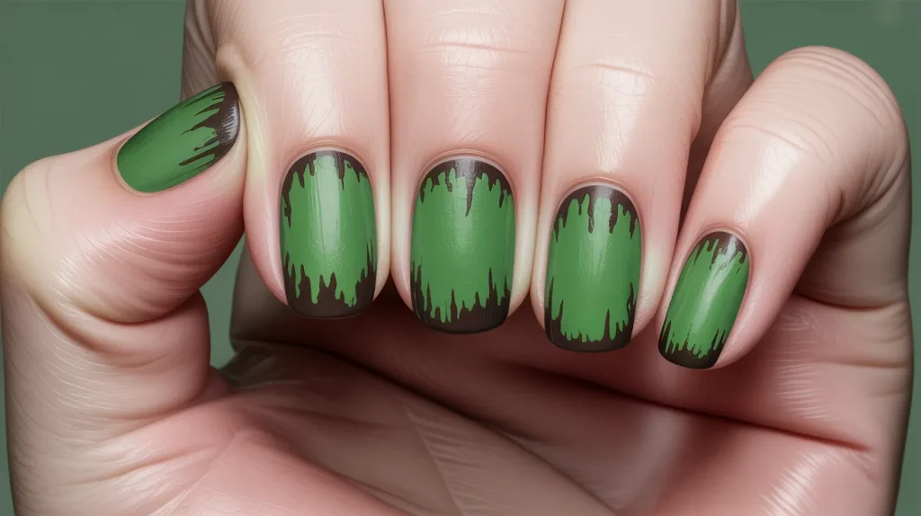 zombie green nails matte green with brow 6N9mvHDfQnaYiFsuuhWRLw Ymh8qx3iQ7qLM47stIgGkQ